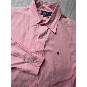Ralph Lauren Pink Gingham Classic Fit Button Down Shirt Men Size 15 32/33